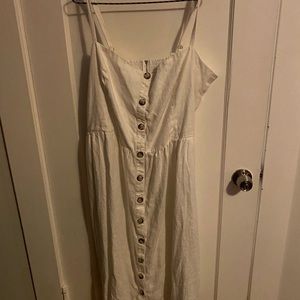 Reformation Tori White Linen Midi Dress